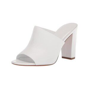 VINCE - New - Hanna White Leather Block-Heel Mules